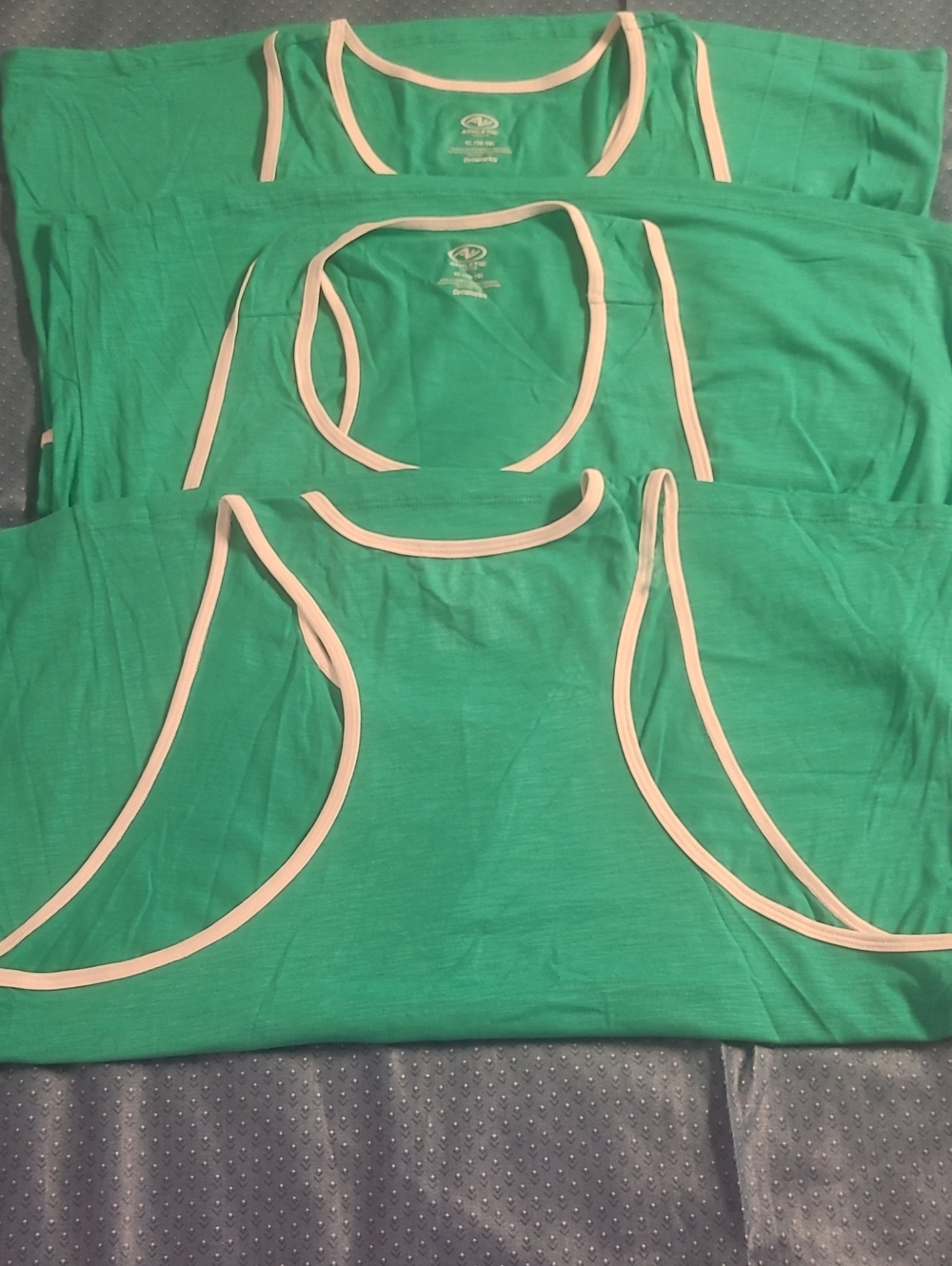 Athletic Works Green Tank with White Trim - DriWorks 3 Pack